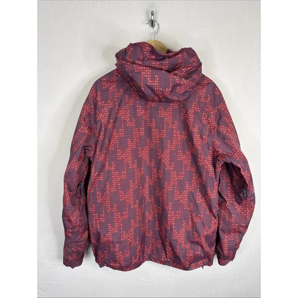 Outdoor Research Hooded Jacket Mens L Red Blue‎ Print Thermore Ski Pertex